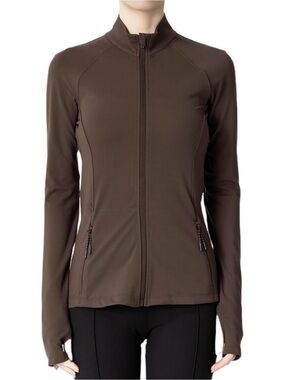 Women's Brown Full-Zip Athletic Jacket Leapstride slim fit Small NWT